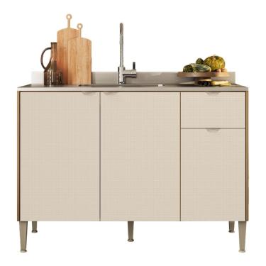 Imagem de Balcão Para Pia 1,20m 3 Portas 1 Gaveta Surya