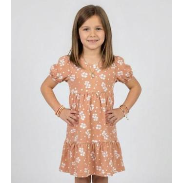 Imagem de Vestido Infantil Com Franzido na Saia Select Marrom, 8, Marrom