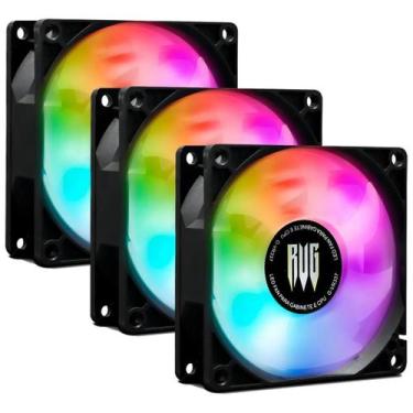 Imagem de Kit 3x Cooler Fan Revenger GVR337 com LED RGB para Gabinete PC CPU 80m