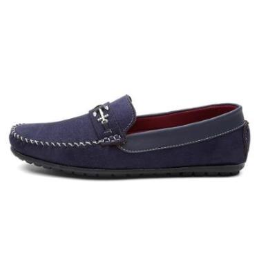 Imagem de Mocassim Drive Masculino Camurça Costura Manual Detalhe Metal Âncora Frontal Casual Con...