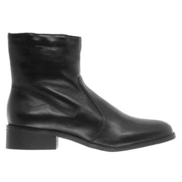 Imagem de Bota Feminina Cano Curto Couro Arezzo Preta-Feminino