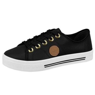 Imagem de Tênis Feminino Casual Conforto Dia a Dia Moderno Moleca, Preto, 36