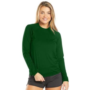 Imagem de Camiseta Feminina Manga Longa UV Estilo e Conforto Slim Fitness, Verde