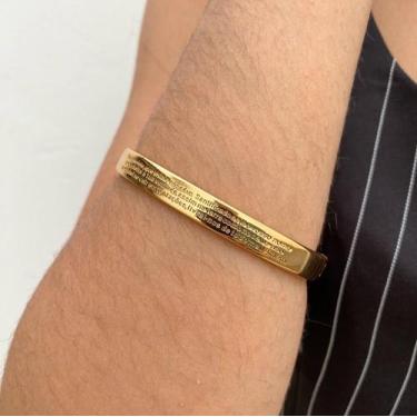 Imagem de Bracelete Trabalhado com Oração Pai Nosso em Metal Banhado - Feito À M
