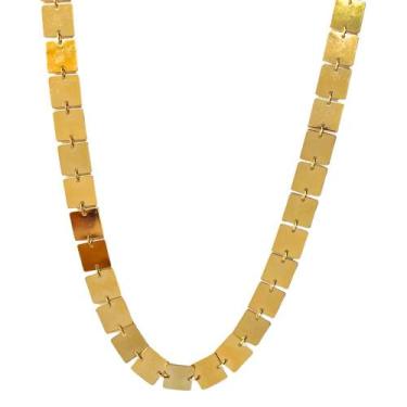 Imagem de COLAR CHOKER ELO PLACA 30 cm BANHADO A OURO - CIELA
