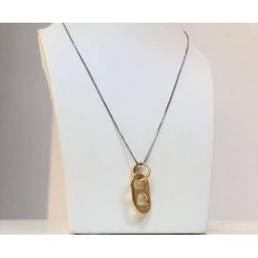 Imagem de Colar com Pingente Mix Banho Ouro Branco e Ouro Amarelo - Tamara Bross