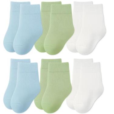 Imagem de Kit 06 Pares de Meias Meia Infantil Bebê Recém Nascido RN até 6 meses 