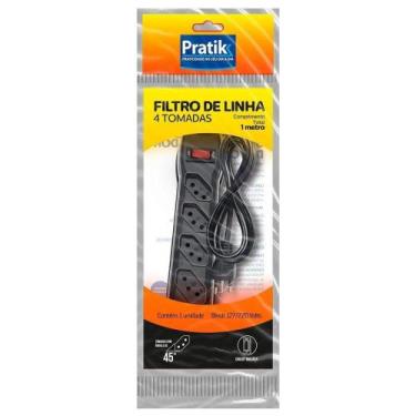 Imagem de Filtro de Linha Pratik 4 Tomadas 3x0,75mm 1 Metro 10A SM Preto