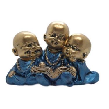 Imagem de Imagem estatua decoração Trio Buda Sábios Bebê Bronze Envelhecido gess