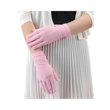 Imagem de Luvas Femininas Elásticas Com Proteção UV Para Dirigir, Pretas E Branc