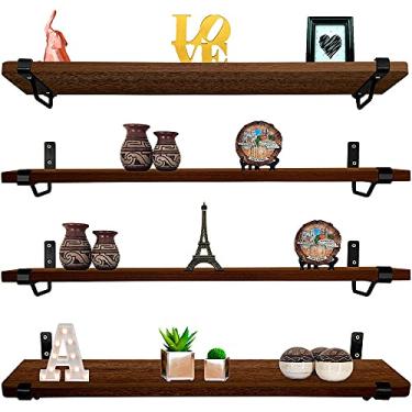 Imagem de Kit Jogo 4 Prateleiras De Parede Zurique Mdf 60cm x 15cm Preta/Villandry