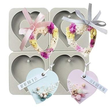 Imagem de Funshowcase Molde de silicone de 4 cavidades com coração e furo para chocolate, fabricação de velas de sabão, fundição de resina epóxi, projetos de artesanato de joias