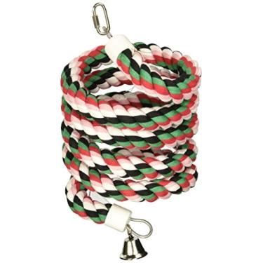 Imagem de A&E Cage Company HB553 Boing de corda de algodão Happy Beaks com sino e pássaro, 2,5 x 243,8 cm, multicolorido