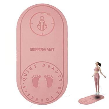 Imagem de Tapete de corda para pular com amortecimento para exercícios mudo, tapete de ioga, isolamento sonoro e absorção de choque, placa de alta densidade, tapete antiderrapante, rosa