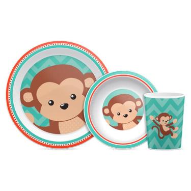 Imagem de Kit Refeição Buba Animal Fun Macaco Verde Água 10735