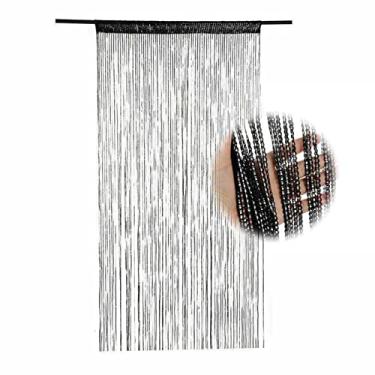 Imagem de Cortina frisada | Cortina cordão miçangas - cortina miçangas porta divisória para painel janela divisor quarto para decoração casa, 100x200cm