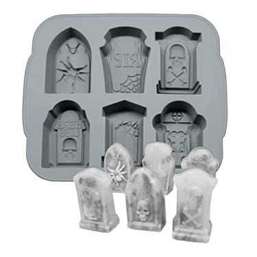Imagem de Bandejas de gelo de silicone para cubos de gelo de Halloween RIP molde para gelo, doces, bolo, sabão