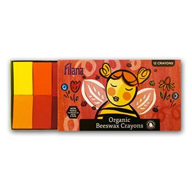 Imagem de Giz de cera de abelha orgânico Filana (12 blocos), natural, não tóxico, feito à mão nos EUA, sem parafina ou ceras de petróleo, cores ricas, desliza facilmente
