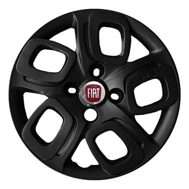 Imagem de 4x Calota Fiat Uno Palio Mobi Aro 14 Preto com Emblema 223cb