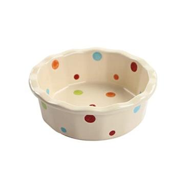 Imagem de Tigela de salada de frutas cerâmica padrão de pontos louça criativa tigelas de sobremesa tigela de sopa doméstica (cor: bege)