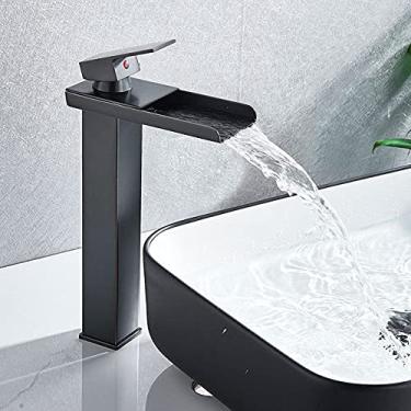 Imagem de Cachoeira preta bacia mais alta lavatório armário de banheiro torneira do banheiro tinta preta torneira de furo único, preto, alto B, China