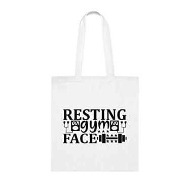 Imagem de Sacola de rosto de ginástica divertida, presente divertido, bolsa de ombro, bolsas reutilizáveis, cesta de Natal de aniversário, ideia de presente, Branco