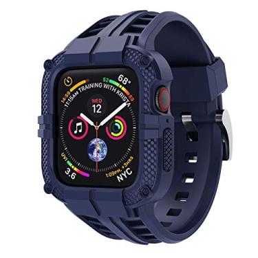 Imagem de T-ENGINE Capa compatível com pulseira Apple Watch série 8/7/6/5/4/3 45 mm, 44 mm, 42 mm, uma peça robusta esportiva com capa para homens