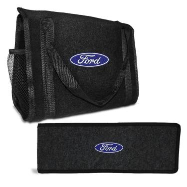 Imagem de Bolsa Organizadora de Porta Malas e Capa Porta Triângulo de Sinalização Emblema Ford Bordado Ka Fusion Focus Ecosport
