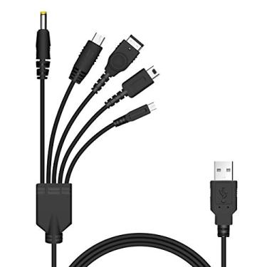 Imagem de FNKTQL cabo de carregador USB 5 em 1 para Nintendo NDS Lite/Wii U/New 3DS (XL/LL), 3DS (XL/LL), 2DS, DSi(XL/LL), NDS/GBA SP(Gameboy Advance sp), PSP 1000 2000 3000