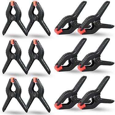 Imagem de 12 pacotes de grampos de mola pesada de plástico profissional multiuso preto de 3,5 polegadas, grampos de plástico disponíveis melhoria da casa, manual manual, suporte de fundo, clipes de pano de fundo de fotos