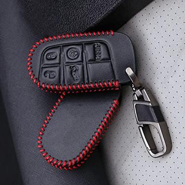 Imagem de TPHJRM Capa de chave de carro capa de couro inteligente, apto para Fiat Dodge Charger Dart Challenger Durango Jeep Chrysler 300C, capa de chave de carro ABS Smart Car Key Fob