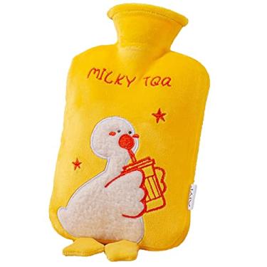 Imagem de Garrafa de água quente com capa de pelúcia macia bolsa de água quente para compressas quentes e frias, aquecedor de pés de mão, ideal para cólicas menstruais, alívio da dor no pescoço e ombro, 5.500 ml