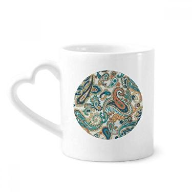 Imagem de Caneca clássica azul laranja abstrata padrão de peixe caneca café cerâmica copo de coração de vidro