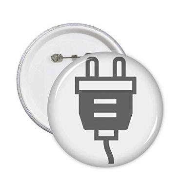 Imagem de Cabo de carregamento preto plugue padrão pinos crachá botão emblema acessório decoração 5 peças