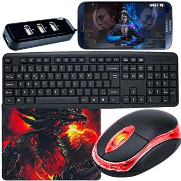 Imagem de Mobilador Gamer Para Celular Android Com TEclado Abnt2 + Mouse Óptico + Pad Speed Estampado (OTG TIPO C)