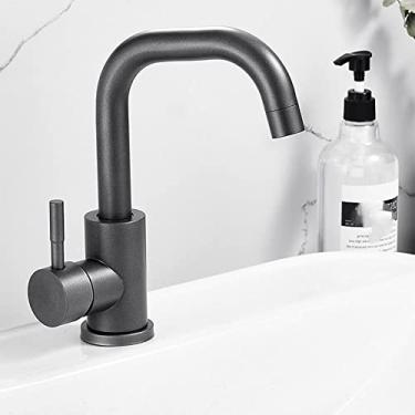 Imagem de Torneira para lavatório de banheiro de aço inoxidável Lavagem quente a frio Misturador Torneira de guindaste Rotação Torneiras para pia Manípulo único, Cinza B