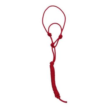 Imagem de Cabresto Quatro Nós Vermelho De Corda Poli Maciça Reforçada Para Cavalos