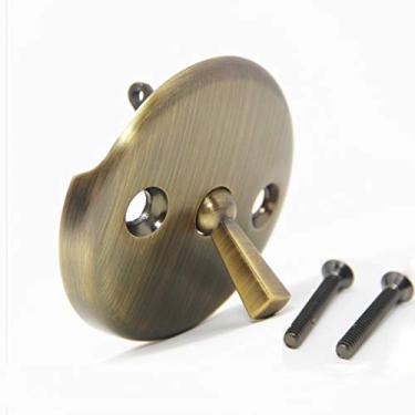 Imagem de PF WaterWorks PF0960-AB Placa de rosto com alavanca de drenagem para banheira/banheira com parafuso correspondente para resíduos e transbordamento, latão antigo