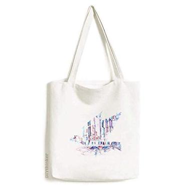 Imagem de Multidão Carros, arranha-céu, aquarela, sacola de compras, bolsa casual