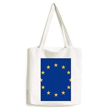 Imagem de Bolsa de lona com bandeira nacional da União Europeia, bolsa de compras casual