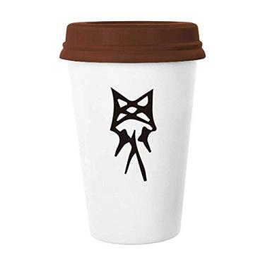 Imagem de Bone Inscription Personagem de sobrenome chinês Caneca Luo Vidro bebendo Cerâmica Copo Tampa