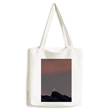 Imagem de Moon Mountain Sky Art Deco Gift Fashion Tote Bolsa de compras casual bolsa de compras