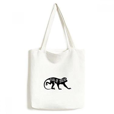 Imagem de Bolsa de lona natural preta com desenho de macaco preto bolsa de compras casual bolsa de mão