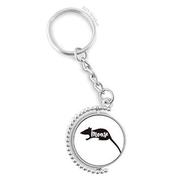 Imagem de Mouse preto e branco animal giratório chaveiro acessórios clipe de corrente