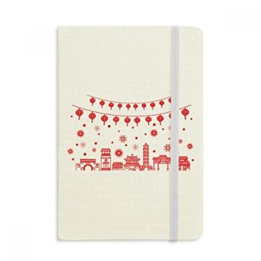Imagem de Caderno de papel chinês com estampa de corte de papel da Lantern Red, capa dura em tecido