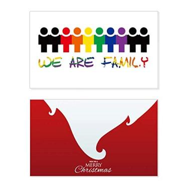 Imagem de LGBT Bandeira de arco-íris We Are Family Holiday Merry Christmas Cartões de parabéns Mensagem de Natal