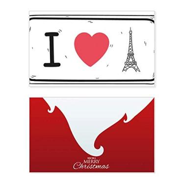 Imagem de I Love Eiffel Tower Palavras Padrão Feriado Feliz Natal Cartão de Feliz Natal Mensagem Letra Natal