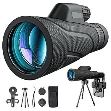 Imagem de Telescópio monocular para adultos e crianças, telescópio monocular 12x50 de alta potência para smartphone com suporte para smartphone e tripé, para assistir ao show de esportes do Gametravelling