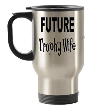 Imagem de Future Trophy Wife Gifts – Caneca de viagem Future Trophy Wife – Copos isolados para viagem – Ideias de presente para troféu esposa – de aniversário para esposa de troféu – Adicionar ao conjunto de caixa de presente