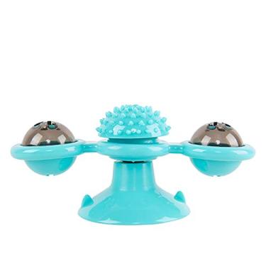 Imagem de 【 Nova versão 2020 】 Brinquedo de gato de moinho de vento, gatos internos com ventosa de arranhar gatos escova de cabelo brinquedos divertidos de gatos, com pontas e sinos